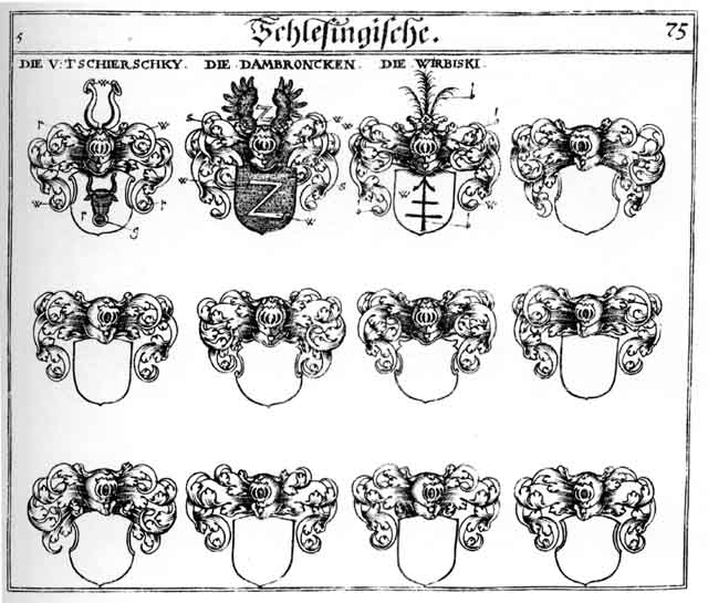 Coats of arms of Dambroncken, Tschierschky, Wirbisky