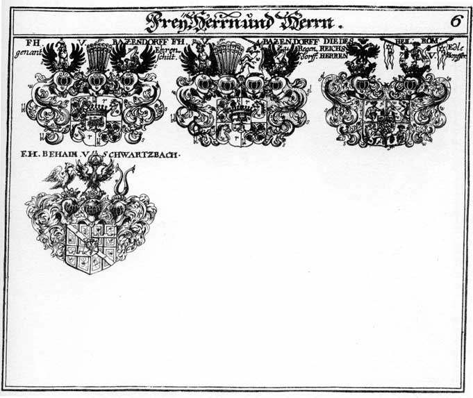 Coats of arms of Bazendorff FH, Behaim FH, Hopffer FH