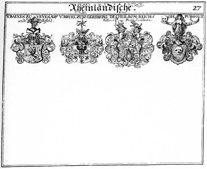 Coats of arms of Baexen, Bruet, Pranckenheim